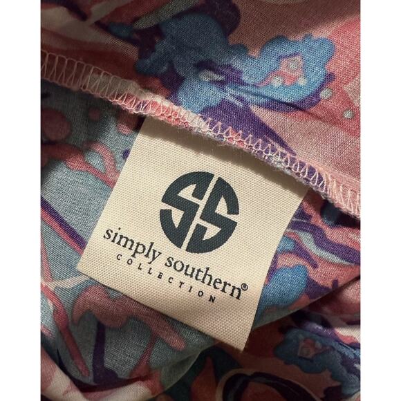 Simply Southern Tropical FLowers Maxi Dress XL Pom Poms - Picture 2 of 6